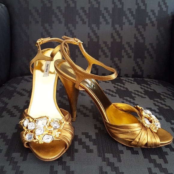 Miu Miu Gold Stilletos - Picture 2 of 8